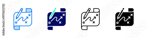 Planning Multiple Style Icon Set Vector 