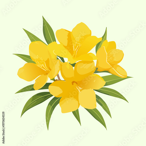 Bright yellow lilies and green foliage for interior decor posters floral gift shop marketing spring season promotions and botanical art collection for designers