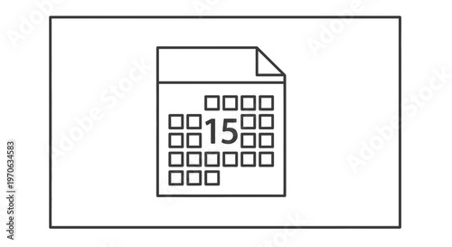 Calendar Page with Number 15 Highlighted, Representing a Date or Event