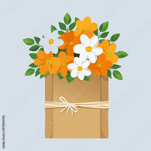 Vibrant floral bouquet in paper packaging for birthday celebrations florist delivery advertisements garden lifestyle blog content and decorative botanical art for printing