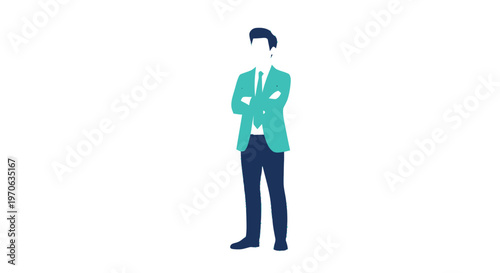 Confident Business Professional Standing with Arms Crossed, Isolated.