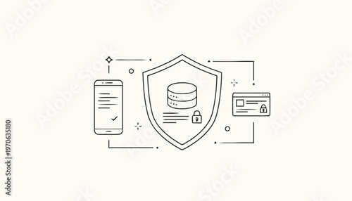 Data Protection Shield with Mobile Phone and Credit Card.