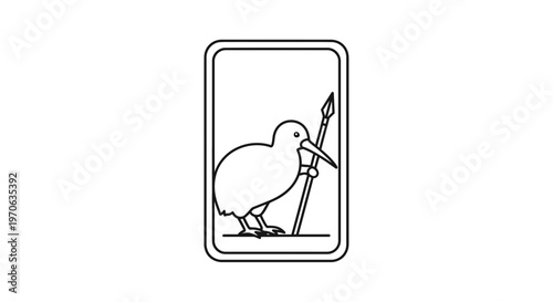 Kiwi Bird with Spear Icon