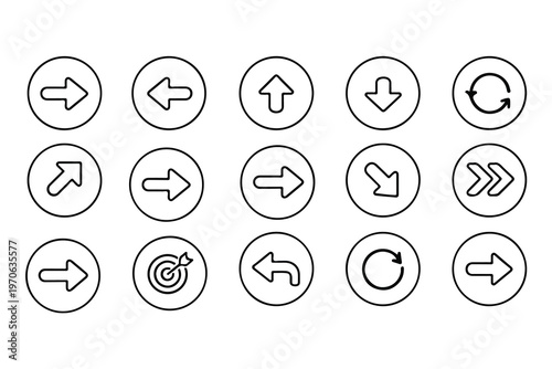Modern Arrow Icon Set Outline Vector Direction Navigation UI Icons