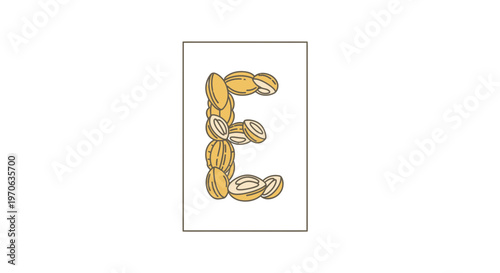 Letter E Made of Sliced Apricots on White Background