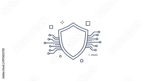 Cybersecurity Shield with Electronic Circuitry for Data Protection.