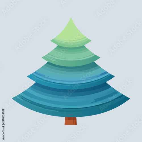 Stylized conical pine tree for modern forest landscape design winter holiday greeting cards mountain adventure branding and geometric nature art collection