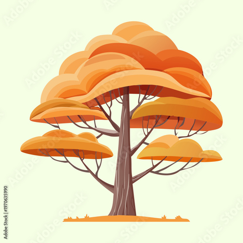 Tall deciduous tree for forest landscape architecture park branding environmental science education and nature theme art for botanical research publications