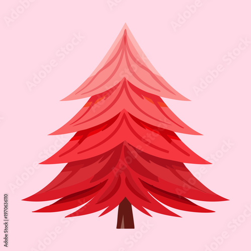 Pointed pink flowering tree for spring mountain landscape design park branding forest ecology education and nature theme art for seasonal marketing materials