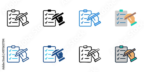 Real world tasks icons set multiple style collection. Editable stroke 
