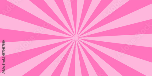 Retro candy cane spiral background with strawberry cream swirls. Pink whirlpool bg. Whimsical Y2K vortex pattern featuring pastel pink and white radial beams in psychedelic cartoon style.
