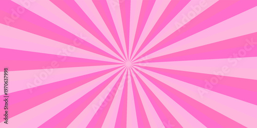 Retro candy cane spiral background with strawberry cream swirls. Pink whirlpool bg. Whimsical Y2K vortex pattern featuring pastel pink and white radial beams in psychedelic cartoon style.