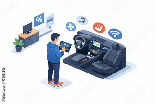 Augmented reality retail car showroom experience with digital tablet