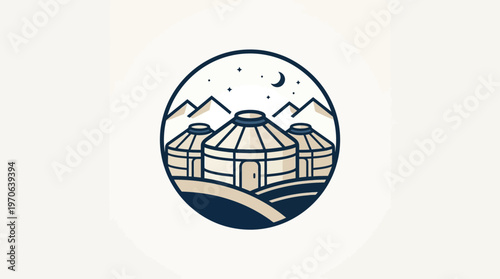 Minimalist Design of Yurts Under a Starry Night Sky