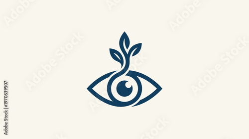 Eye Logo with a Plant Sprout Growing Outward