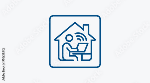 Working From Home Icon in Blue