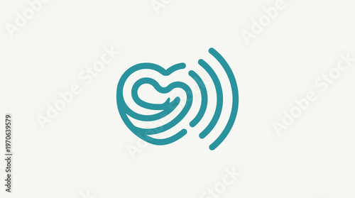 Heart Shape with Signal Waves Icon on White Background