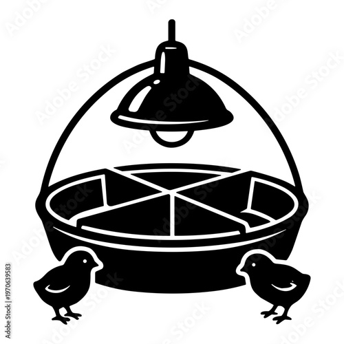 vector illustration of an heater and feeding place for chicks
