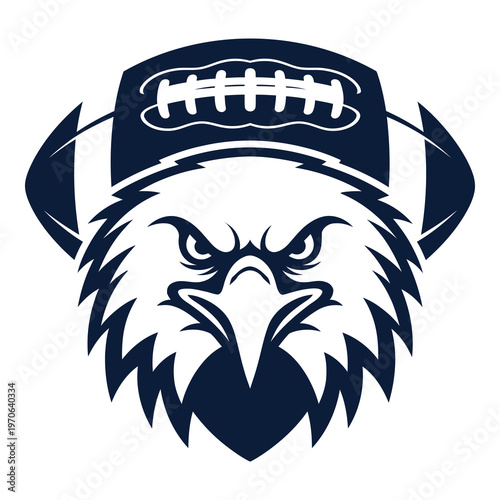 American eagle head wearing a football cap illustration icon