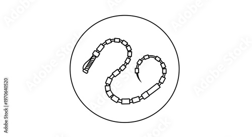 Black and White Illustration of a Chain Whip Inside a Circle