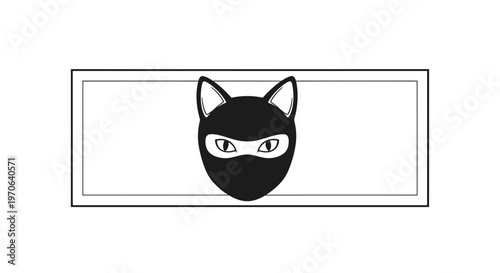 Black Cat Ninja Mask Icon, Stealthy Feline Face, Mysterious Animal Emblem
