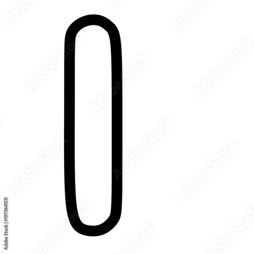 Bold outlined uppercase letter I with rounded edges, minimal cartoon style, black stroke, isolated on white background, clean typography design element.
