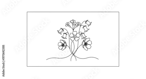 Elegant floral line art, delicate flower illustration, minimalist botanical design