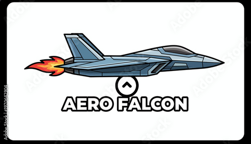 Aero Falcon Jet Fighter with Flames, Military Aircraft, Futuristic Design