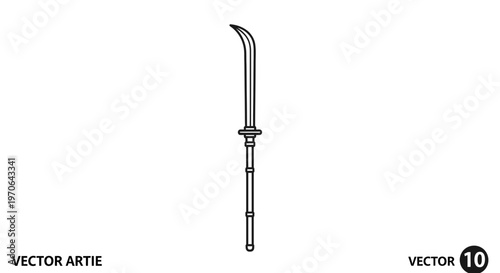 Ancient Chinese Guan Dao Sword Weapon, Traditional Martial Arts Equipment, Vector Illustration