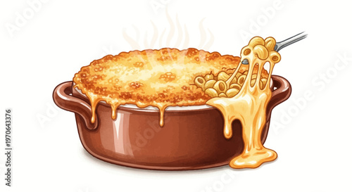 hot macaroni and cheese dish with melted cheesy sauce