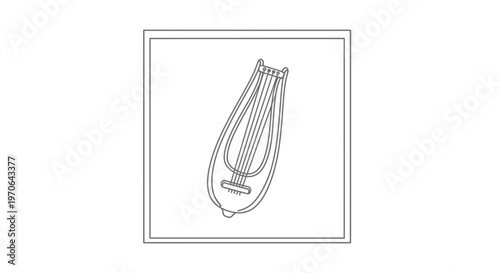 Ancient Lyre Harp Icon, Line Art, Greek Musical Instrument, Vector Illustration