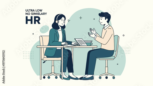 HR Interview: Woman Recruiter Meets Man Candidate in Modern Office