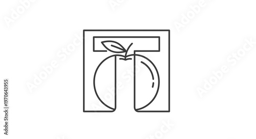 Abstract stylized apple logo on a scale, representing healthy diet and weight loss concept