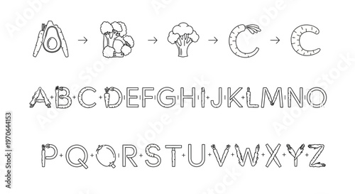Alphabet with Vegetables and Fruits: Learn ABCs with Healthy Food Illustrations
