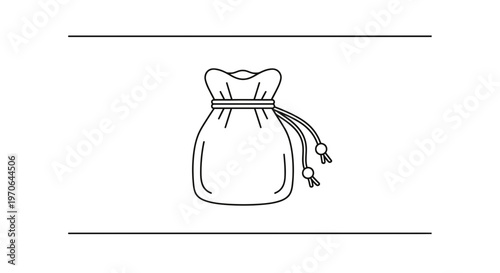Simple Line Drawing of a Drawstring Pouch Bag