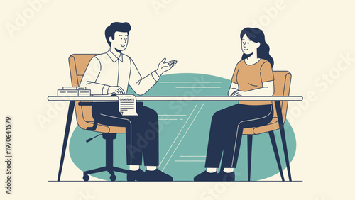 Job Interview: Candidate and Recruiter Discussing Resume at Desk