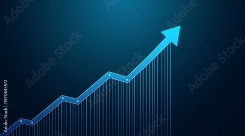 Digital Business Growth Chart with Upward Arrow.
