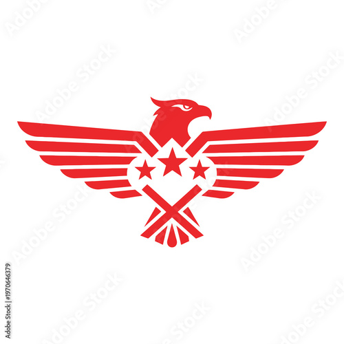 Red eagle logo with stars and wings spread wide symbol icon