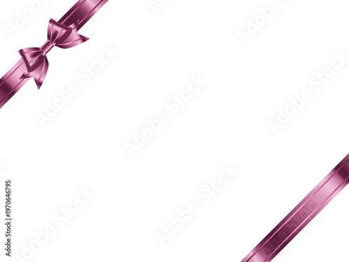 リボン蝶大、線、斜F、3ピンク