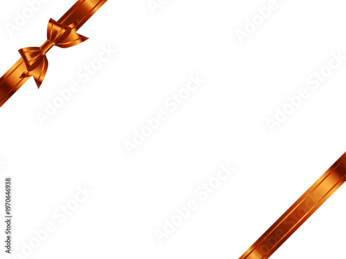 リボン蝶大、線、斜F、9オレンジ