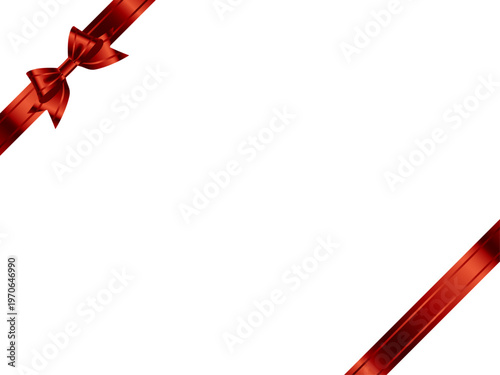 リボン蝶大、線、斜F、10赤