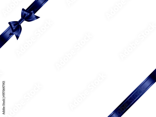 リボン蝶大、線、斜F、14紺