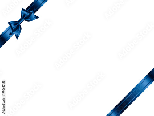 リボン蝶大、線、斜F、15青