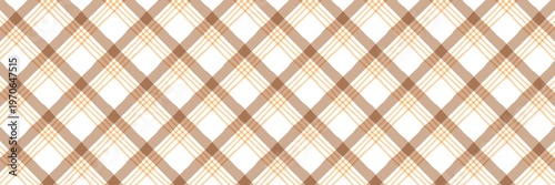 Obraz na plátně Seamless diagonal plaid pattern with brown and orange lines on a white background