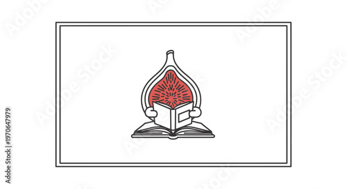 Open Book with Flame and Fig Symbol: Knowledge, Wisdom, Enlightenment, Education, Growth
