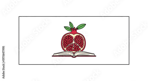 Open Book with Pomegranate Symbolizing Knowledge, Growth, and Wisdom