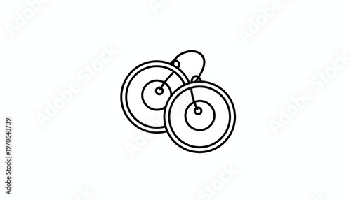 Minimalist Outline of Circular Earrings with Hook