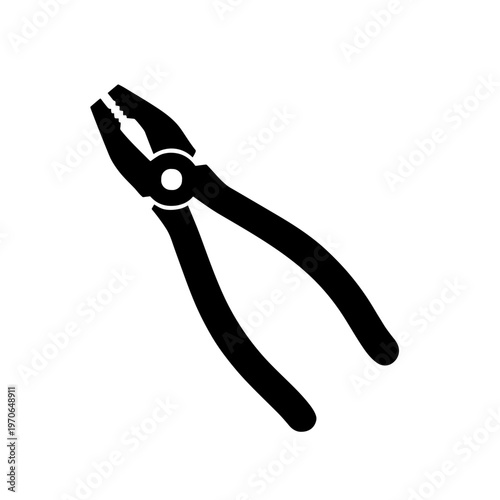 Black Flat Diagonal Cutting Pliers Icon with Sharp Jaw for Electrical and Wire Cutting