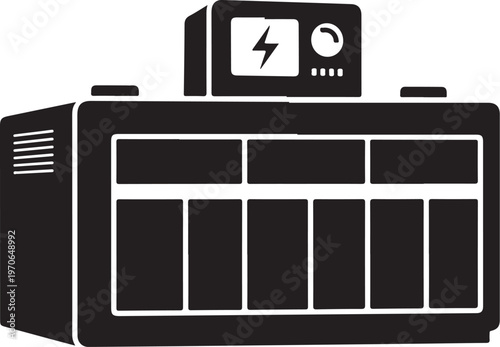 Black battery, battery icon, power symbol, electricity vector
