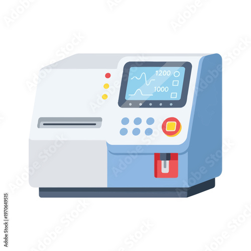 Hematology Analyzer Machine Vector Illustration, Medical Laboratory Diagnostic Equipment for Blood Analysis in Flat Design Style for Healthcare Technology Concepts